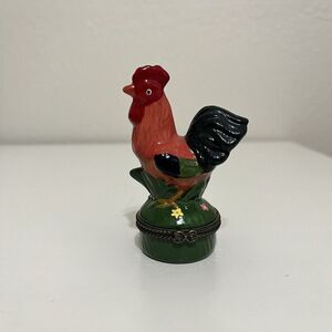 Rooster Porcelain Trinket Hinged Box